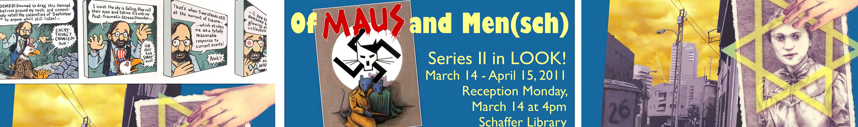 Graphic novel series ii of MAUS and mensch banner