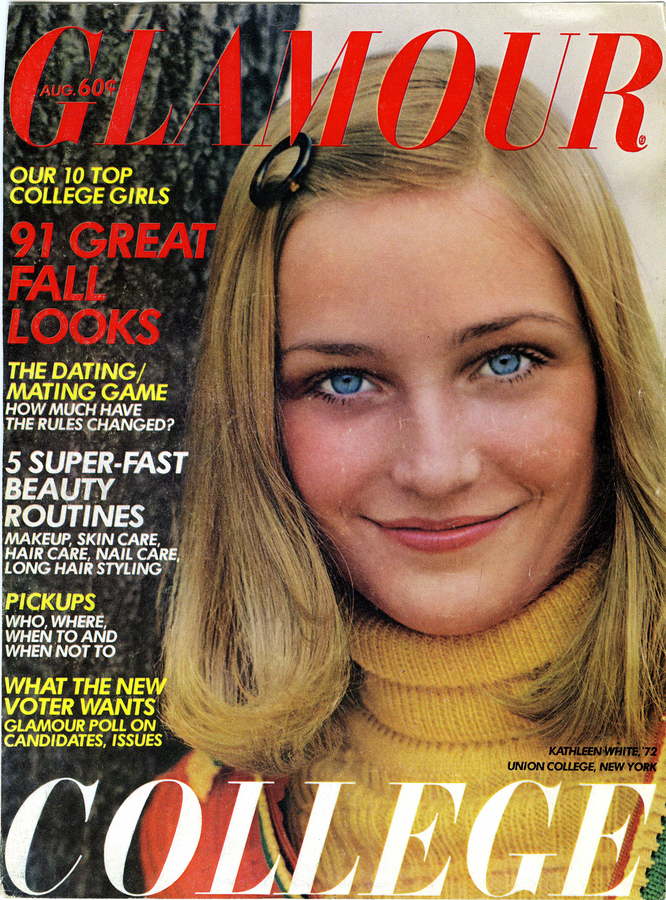 Kate White ‘72 on the cover of Glamour Magazine in 1972