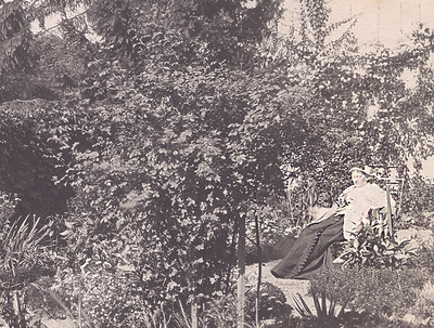 Mrs. Perkins in her garden, circa 1900. Union College Schaffer Library, Special Collections Picture File.