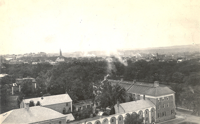 Hale House, lower middle right, with garden behind, circa 1900. Union College Schaffer Library, Special Collections Picture File.