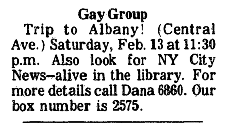 Gay Group, Trip to Albany