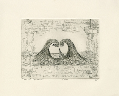 "Sea of Emotions." Etching by Marni Loloacono