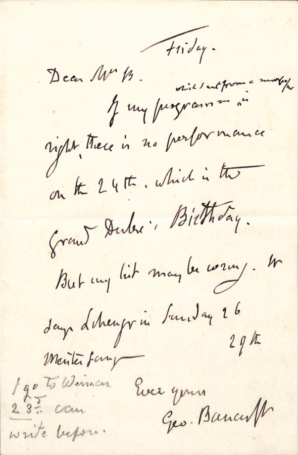 Letter from George Bancroft to John Bigelow from June 1870