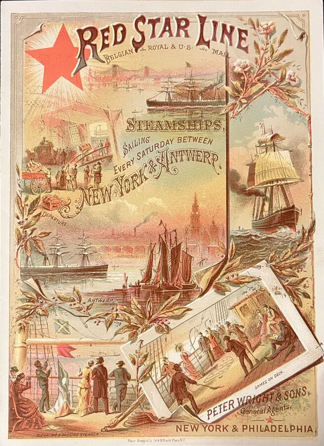 Red Star Line Passenger List, May 1887, Front