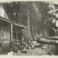 Campers on Golden Beach on Raquette Lake, NY, circa 1900.