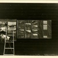 Apperson and associates prepare educational material for a Forest Preserve Association meeting at Apperson’s Camp Chilhowie.