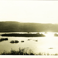 Scenic view of Lake George, circa 1915.