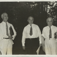 John S. Apperson Jr., Senator Ellwood M. Rabenold, and Colonel C. Seymour Bullock (left to right) at an annual meeting of the Forest Preserve Association of New York State during the 1930s. Photograph by J. S. Cawley.