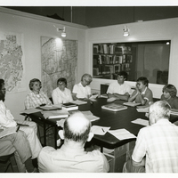 In the 1980s Paul Schaefer’s personal library became the Adirondack Research Library. This photo depicts their 1985 Steering Committee Meeting.