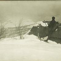 John S. Apperson paused on a ski trip to take in his favorite view of Lake George, circa 1910.