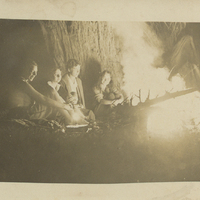 A birthday party with the members of the Mohawk Valley Hiking Club, circa 1930.