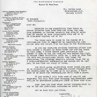 Paul Schaefer writes to Ed Richards on January 1, 1945 about illegal lumbering occurring inside the Forest Preserve in preparation for the Panther Mountain Dam construction and references speaking to Apperson (“Appy”) about the issue.